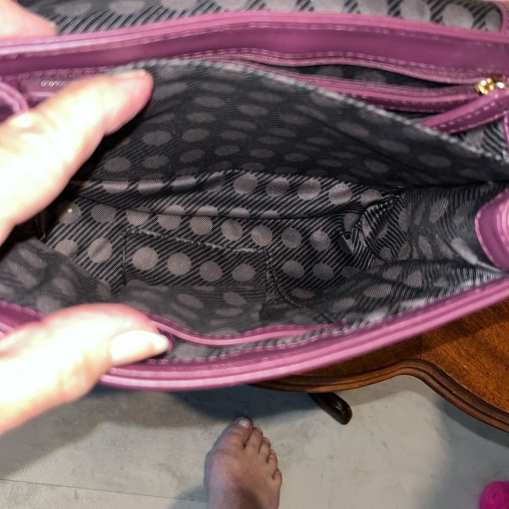 Vince Camuto   Quilted Shoulder/Crossbody bag  purple leather goldtone hardware - Picture 14 of 17